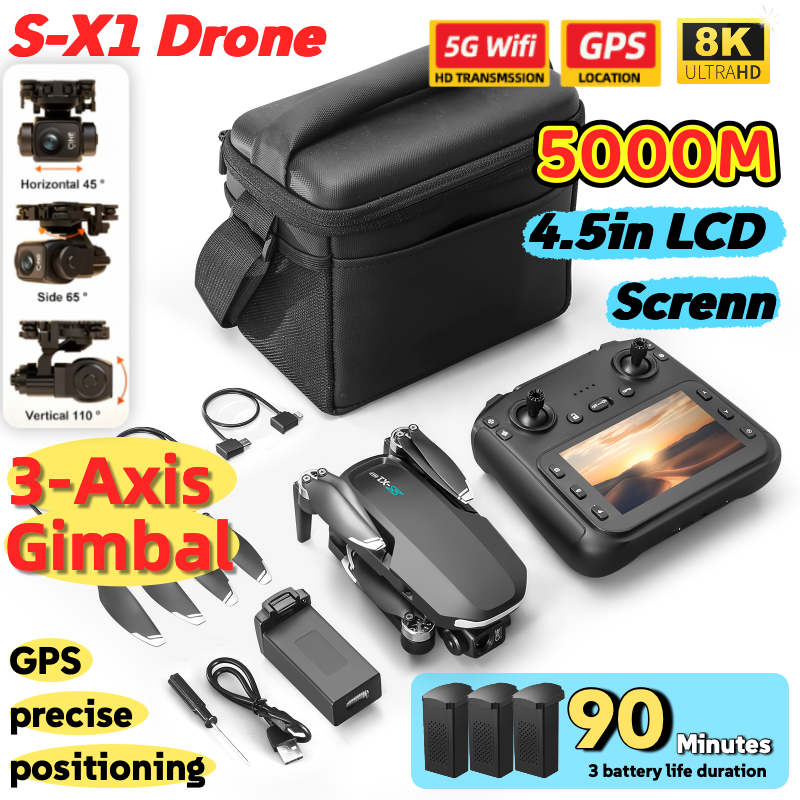S-X1 MAX GPS Drone with 3-Axis - Drone Surveying ulasan dan harga